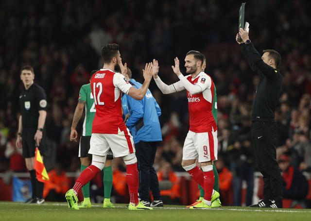 Olivier Giroud played a key role in Arsenal F.C.’s thrashing of Lincoln City F.C. in the FA Cup. (REUTERS) Olivier Giroud played a key role in Arsenal F.C.’s thrashing of Lincoln City F.C. in the FA Cup. (REUTERS)