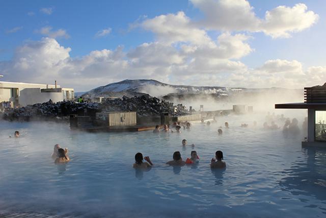 Relaxing in the milky waters of the Blue Lagoon, near Reykjavik. Relaxing in the milky waters of the Blue Lagoon, near Reykjavik.