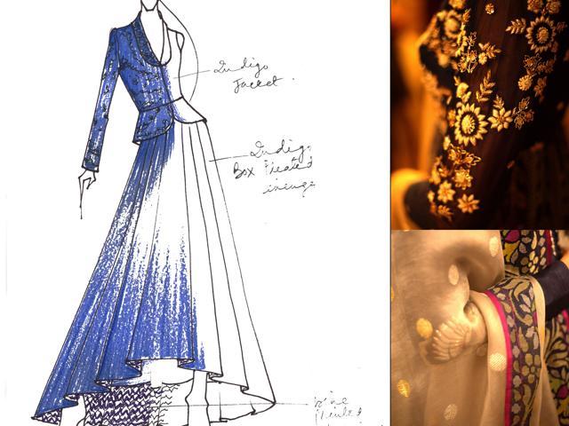 A glimpse at Anju Modi’s creations. Actor Sakshi Tanwar will walk for the designer. A glimpse at Anju Modi’s creations. Actor Sakshi Tanwar will walk for the designer.