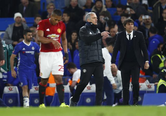 Manchester United manager Jose Mourinho and Chelsea manager Antonio Conte after the FA Cup match (REUTERS) Manchester United manager Jose Mourinho and Chelsea manager Antonio Conte after the FA Cup match (REUTERS)