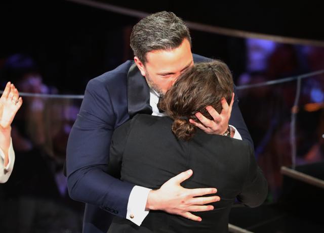 Casey Affleck (R) hugs his brother Ben after winning the Best Actor Oscar. (REUTERS) Casey Affleck (R) hugs his brother Ben after winning the Best Actor Oscar. (REUTERS)