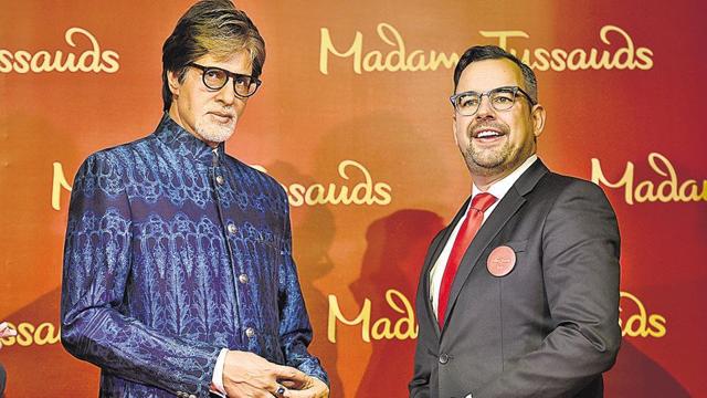 New Opening Europe and Emerging Markets director Marcel Kloos (R) unveiled actor Amitabh Bachchan’s wax figure at Delhi’s Shangri-La Hotel on Thursday. (Raj K Raj/HT PHOTO) New Opening Europe and Emerging Markets director Marcel Kloos (R) unveiled actor Amitabh Bachchan’s wax figure at Delhi’s Shangri-La Hotel on Thursday. (Raj K Raj/HT PHOTO)