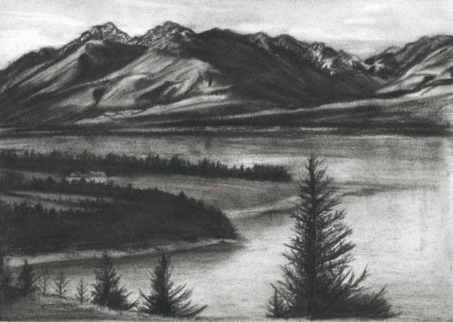 Charcoal painting