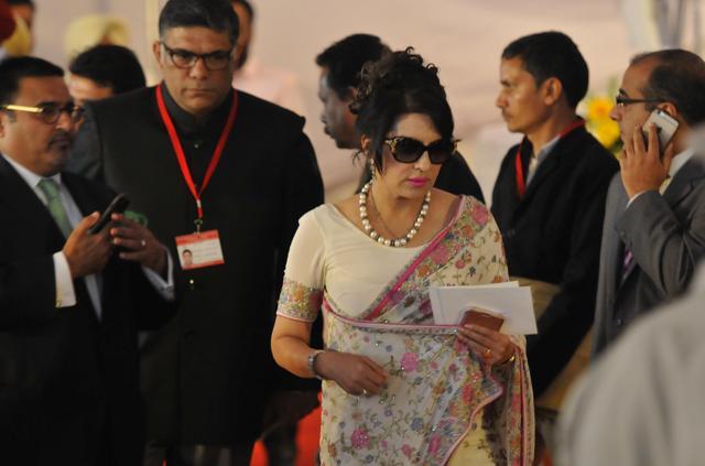 Capt’s friend from Pakistan and former journalist Aroosa Alam at the swearing-in in Chandigarh on Thursday, 16 March 2017. (Keshav Singh/HT)