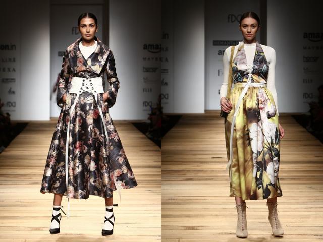 Hemant-Nandita’s collection celebrated autumnal florals. Hemant-Nandita’s collection celebrated autumnal florals.