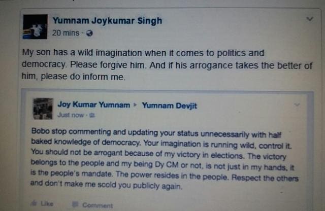 The Facebook post by Yumnam Joykumar Singh. (Photo courtesy: Facebook) The Facebook post by Yumnam Joykumar Singh. (Photo courtesy: Facebook)
