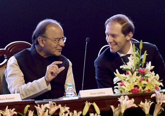 Defence minister Arun Jaitley talks with Russia’s minister of industry and trade Denis Manturov during the India-Russia Military and Industrial Conference in New Delhi on Friday. (PTI) Defence minister Arun Jaitley talks with Russia’s minister of industry and trade Denis Manturov during the India-Russia Military and Industrial Conference in New Delhi on Friday. (PTI)