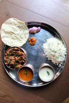The Konkani thali is a mixed bag, with the rassa being more Mangalorean and the sukka having more Chettinad than Maharashtrian flavours. (Satyabrata Tripathy/HT Photo)