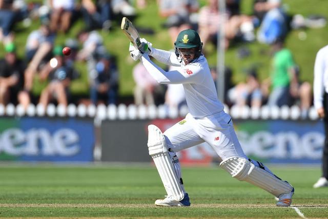 South Africa's Quinton de Kock bats on day two of the Wellington Test on Friday. (AFP) South Africa's Quinton de Kock bats on day two of the Wellington Test on Friday. (AFP)