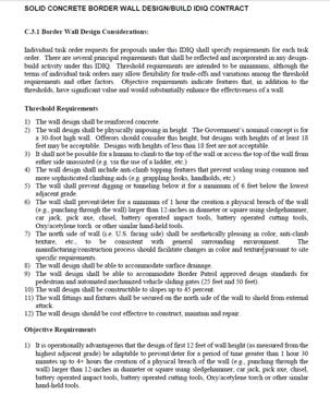 A screengrab of a page from one of the documents posted online by US Customs and Border Protection requesting for proposals for prototypes for a wall. A screengrab of a page from one of the documents posted online by US Customs and Border Protection requesting for proposals for prototypes for a wall.