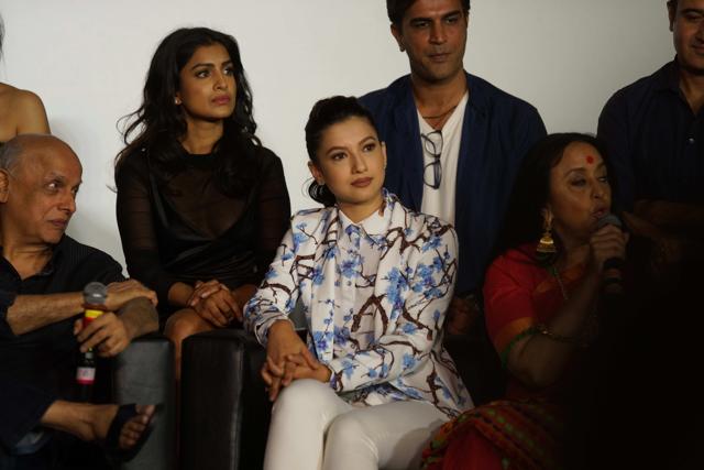Bollywood filmmaker Mahesh Bhatt with starcast of upcoming Bollywood movie Begum Jaan Pallavi Sharda, Gauahar Khan and Ila Aruna duirng its trailer launch at Cinepolis, Andheri West on March 14. (Photo by Prodip Guha/Hindustan Times ) Bollywood filmmaker Mahesh Bhatt with starcast of upcoming Bollywood movie Begum Jaan Pallavi Sharda, Gauahar Khan and Ila Aruna duirng its trailer launch at Cinepolis, Andheri West on March 14. (Photo by Prodip Guha/Hindustan Times )