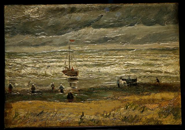 The canvas View of the Sea at Scheveningen, one of the two recovered paintings. (Reuters)