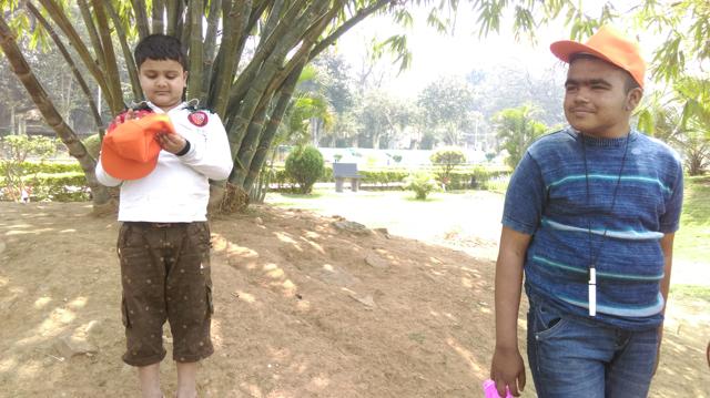 Special children Sankalp Singh (left) and Tapesh Bharadwaj at the Eco Park in Patna. (HT photo/Santosh ) Special children Sankalp Singh (left) and Tapesh Bharadwaj at the Eco Park in Patna. (HT photo/Santosh )