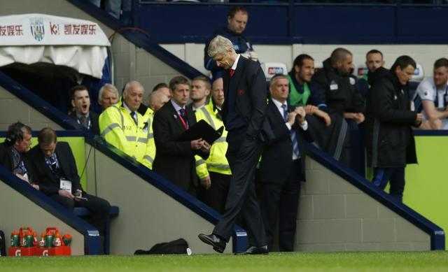 Arsenal manager Arsene Wenger looks dejected during the English Premier League match against West Brom. (REUTERS)