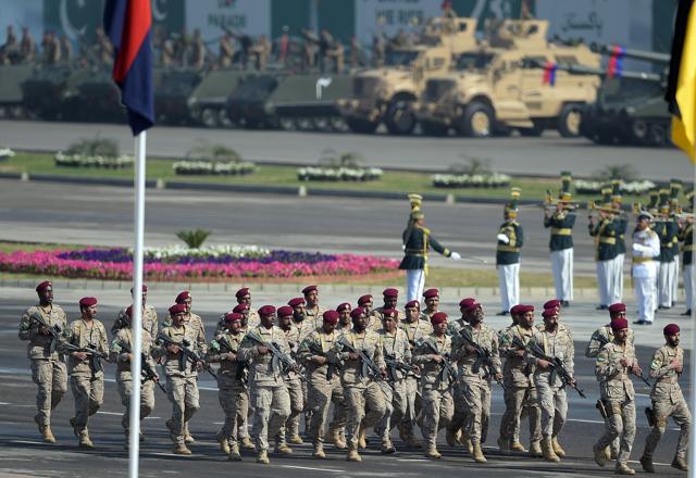 Saudi Arabian special troops march during a Pakistan Day military parade in Islamabad. (AFP) Saudi Arabian special troops march during a Pakistan Day military parade in Islamabad. (AFP)