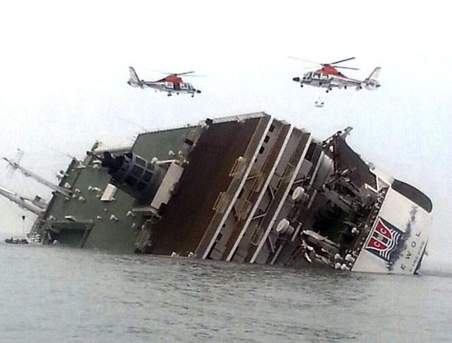 Overloaded South Korean Ferry Sunken 3 Years Ago Emerges In Grey Sea