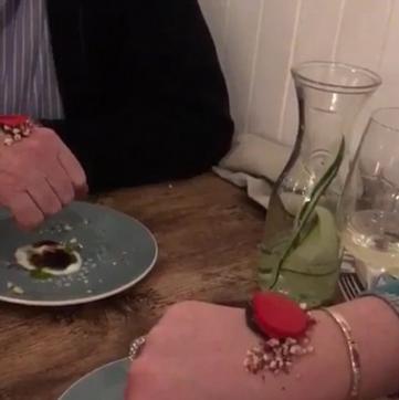 Diners at the restaurant Brown &amp; Bean, in Plymouth were served meals directly on the back of the hands. (Anton Piotrowski/Twitter)