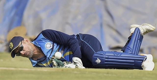 Mahendra Singh Dhoni in action during the Vijay Hazare Trophy against Jammu & Kashmir in Nadia in West Bengal recently. (PTI) Mahendra Singh Dhoni in action during the Vijay Hazare Trophy against Jammu & Kashmir in Nadia in West Bengal recently. (PTI)