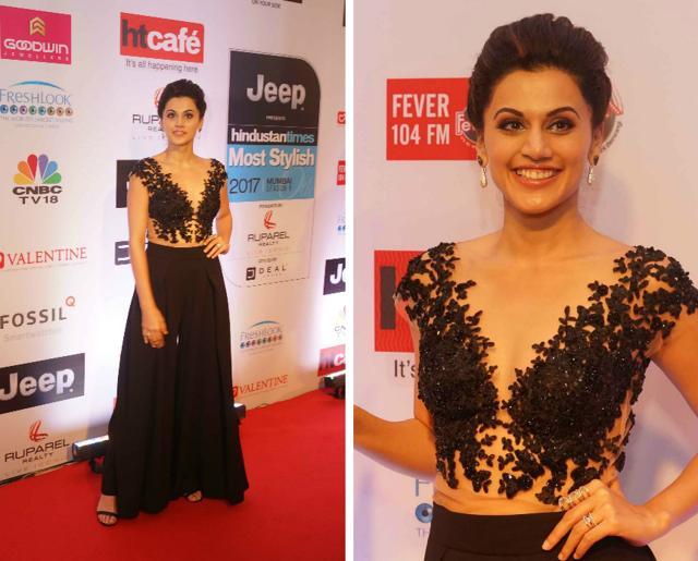 Tapsee wore a Chrystelle Atallah top teamed with Aniket Satam’s pants. (Prodip Guha/HT Photo) Tapsee wore a Chrystelle Atallah top teamed with Aniket Satam’s pants. (Prodip Guha/HT Photo)
