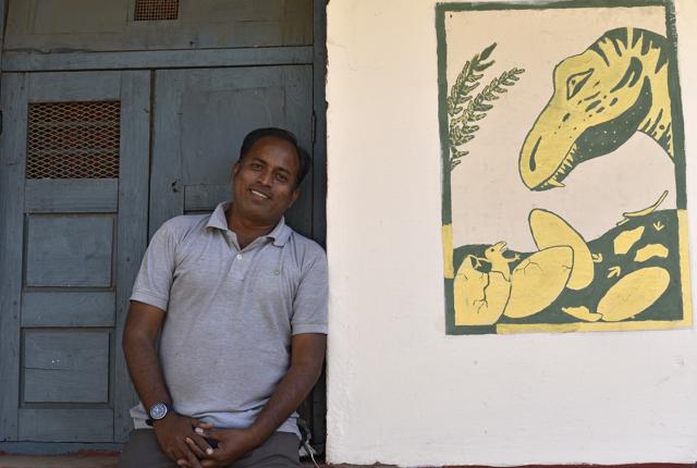 Vishal Verma, a school teacher in Dhar, Madhya Pradesh, is also a tireless fossil enthusiast. He helped discover nesting sites with more than 100 eggs in 2007. His home is bursting with his finds and he’s now working on building a fossil park in Baag, outside Indore. (Vijayanand Gupta / HT Photo)