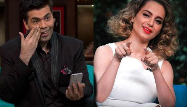 Karan and Kangana on Koffee with Karan. Karan and Kangana on Koffee with Karan.