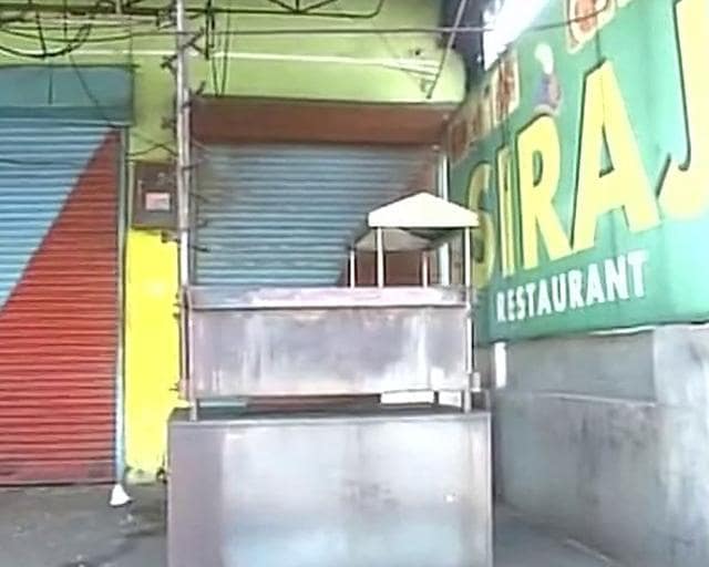 A closed meat shop in Allahabad. Meat sellers downed shutters on Monday in protest against the Uttar Pradesh government’s crackdown. (ANI photo)