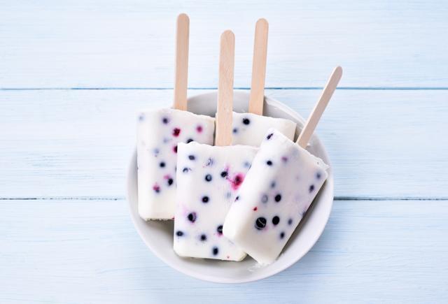 Yogurt, blueberry and blackcurrant popsicles. (iStockphoto) Yogurt, blueberry and blackcurrant popsicles. (iStockphoto)