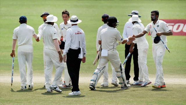 Ravichandran Ashwin shakes hand with Neil Wagner of New Zealand after India beat New Zealand in the first test match at Green Park in Kanpur. (PTI) Ravichandran Ashwin shakes hand with Neil Wagner of New Zealand after India beat New Zealand in the first test match at Green Park in Kanpur. (PTI)