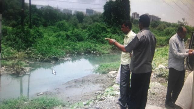 Officials look at the Vikhroli mangroves in July 2016. (HT) Officials look at the Vikhroli mangroves in July 2016. (HT)