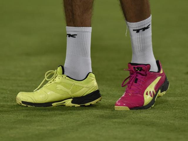 SRH player Yuvraj Singh in two different coloured shoes while practising before the IPL league match with Delhi Daredevils at Rajiv Gandhi International Cricket Stadium, Hyderabad on May 12, 2016. (Vipin Kumar / HT Photo) 