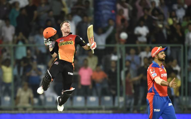 Sunrisers Hyderabad player David Warner after guiding his team to victory in the Indian Premier League, Qualifier 2 match between Gujarat Lions vs Sunrisers Hyderabad at Feroz Shah Kotla Ground in New Delhi on May 27, 2016. (Ajay Aggarwal/HT) Sunrisers Hyderabad player David Warner after guiding his team to victory in the Indian Premier League, Qualifier 2 match between Gujarat Lions vs Sunrisers Hyderabad at Feroz Shah Kotla Ground in New Delhi on May 27, 2016. (Ajay Aggarwal/HT)
