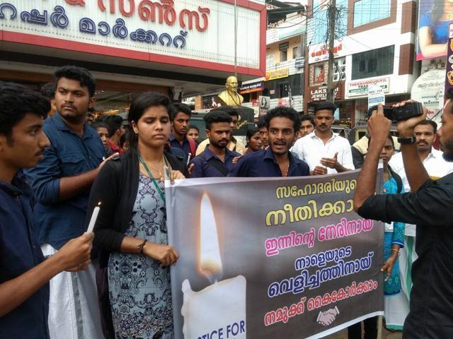 Protests for Mishel Shaji. (Facebook) Protests for Mishel Shaji. (Facebook)