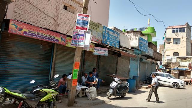 Meat shops owned by Hindus in Jacobpura are closed during Navratri every year. (Rashpal Singh/HT Photo) Meat shops owned by Hindus in Jacobpura are closed during Navratri every year. (Rashpal Singh/HT Photo)