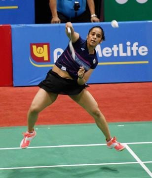 Saina Nehwal plays a shot during her quarterfinal match against PV Sindhu (PTI) Saina Nehwal plays a shot during her quarterfinal match against PV Sindhu (PTI)