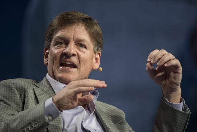 Author Michael Lewis speaks during the Skybridge Alternatives (SALT) conference in Las Vegas, Nevada, US on May 12, 2016. (Bloomberg via Getty Images) Author Michael Lewis speaks during the Skybridge Alternatives (SALT) conference in Las Vegas, Nevada, US on May 12, 2016. (Bloomberg via Getty Images)