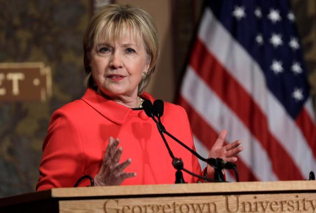 Former secretary of state Hillary Clinton at an award ceremony in Washington on 31 March 2017. (REUTERS) Former secretary of state Hillary Clinton at an award ceremony in Washington on 31 March 2017. (REUTERS)