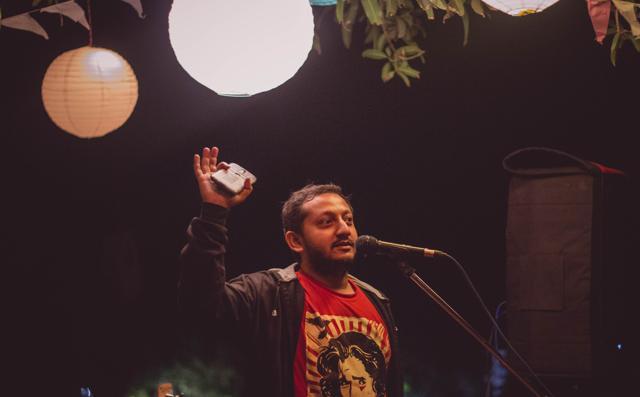 Pagedar performing spoken word poetry at an event. (Photo courtesy: Chanda Gauranga)