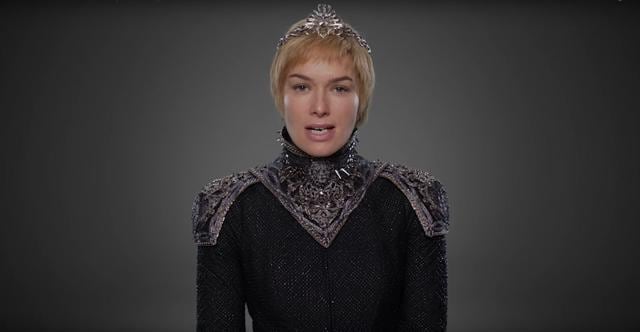 Cersei is still wearing her armoured dress with utmost pride.
