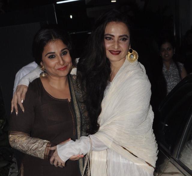Rekha and Vidya Balan clicked together at an event in Mumbai. Vidya shared the pic and wrote, “Begum Jaan and Umrao Jan together”.