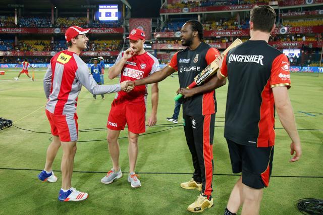 Chris Gayle has 797 runs vs Kings XI Punjab, the most by any batsman against one franchise but he was dropped for this game in Indore. (BCCI)
