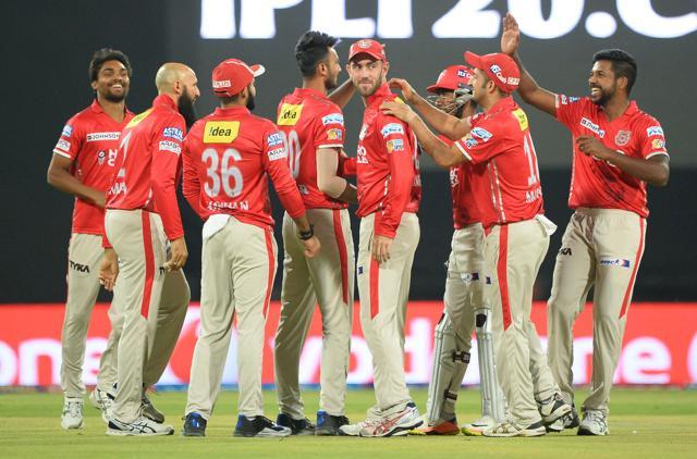Kings XI Punjab players celebrates the dismissal of Royal Challengers Bangalore batsman Shane Watson during the 2017 Indian Premier League Twenty20 cricket match at the Holkar Stadium in Indore on Monday. (AFP) Kings XI Punjab players celebrates the dismissal of Royal Challengers Bangalore batsman Shane Watson during the 2017 Indian Premier League Twenty20 cricket match at the Holkar Stadium in Indore on Monday. (AFP)