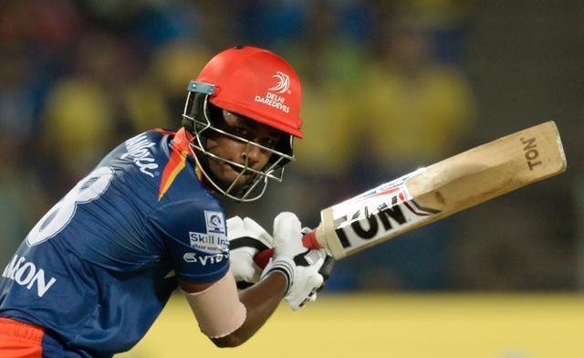 Delhi Daredevils batsman Sanju Samson plays en route to his century against Rising Pune Supergiant in Pune on Tuesday. (AFP) Delhi Daredevils batsman Sanju Samson plays en route to his century against Rising Pune Supergiant in Pune on Tuesday. (AFP)