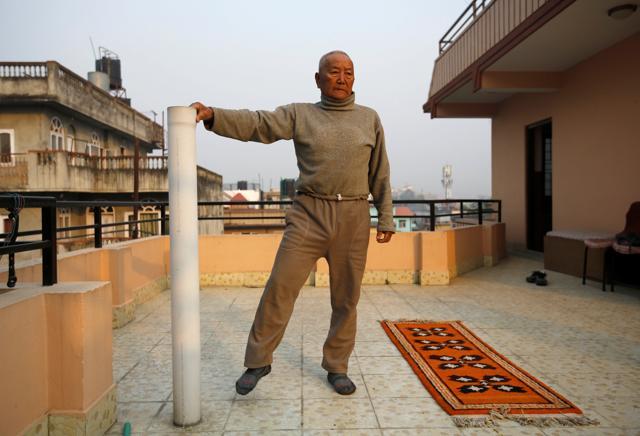 Sherchan who will attempt to climb Everest to become the oldest person to conquer the world's highest mountain. (Reuters Photo)