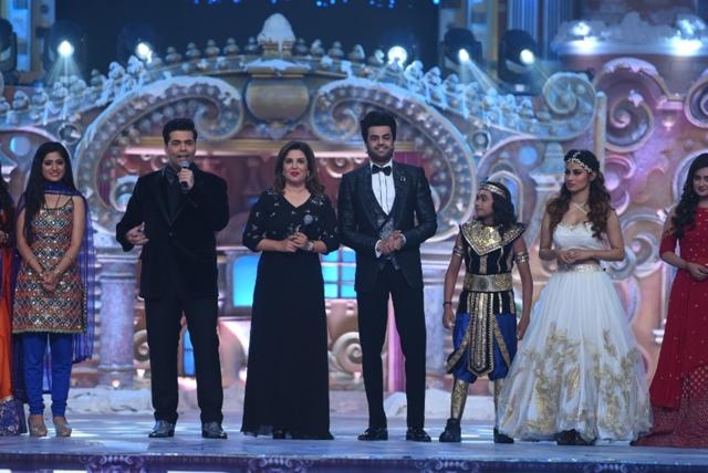 Karan Johar and Farah Khan with the stars of Colors. Karan Johar and Farah Khan with the stars of Colors.
