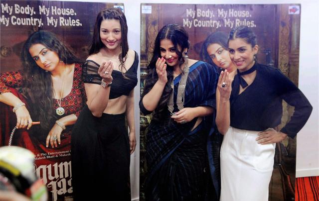 Bollywood actors Gauhar Khan, Vidya Balan, Pallavi Sharda during the promotion of film Begum Jaan in New Delhi. (PTI) Bollywood actors Gauhar Khan, Vidya Balan, Pallavi Sharda during the promotion of film Begum Jaan in New Delhi. (PTI)