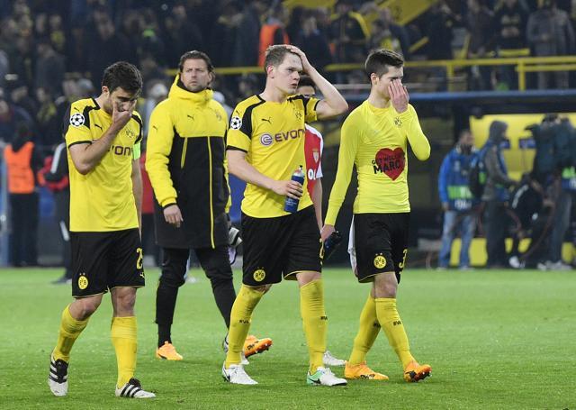 Borussia Dortmund players have acknowledged that they could not focus on the game following the bomb attack on their team bus on Tuesday. (AP) Borussia Dortmund players have acknowledged that they could not focus on the game following the bomb attack on their team bus on Tuesday. (AP)