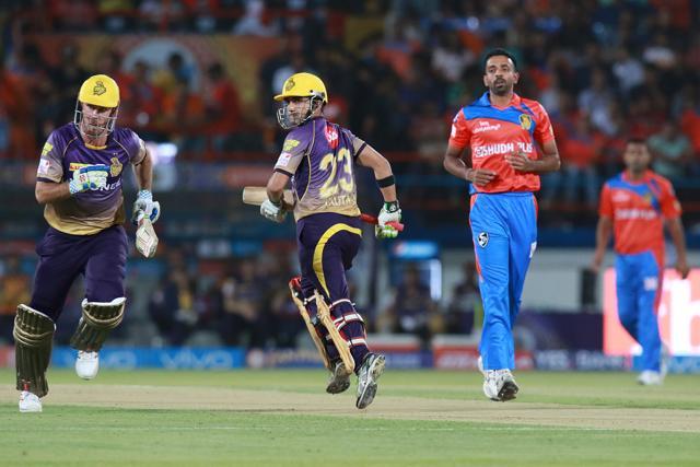 Gautam Gambhir, captain of Kolkata Knight Riders, during a 2017 Indian Premier League T20 match against Gujarat Lions at the Saurashtra Cricket Association Stadium in Rajkot on April 7. (BCCI)