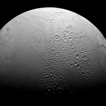 Saturn's ocean-bearing moon Enceladus taken in visible light with the Cassini spacecraft narrow-angle camera. (Reuters Photo) Saturn's ocean-bearing moon Enceladus taken in visible light with the Cassini spacecraft narrow-angle camera. (Reuters Photo)