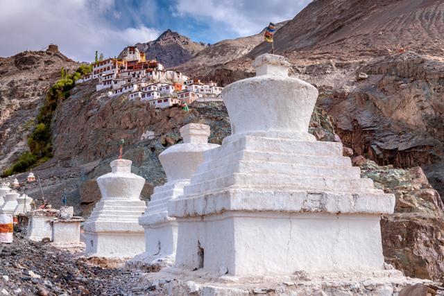 White stupas and monasteries in Nubra Valley, Ladakh. ( Istock) White stupas and monasteries in Nubra Valley, Ladakh. ( Istock)