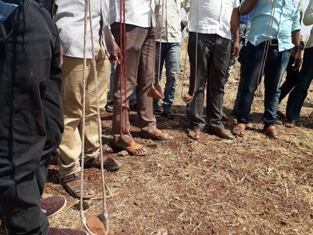 Tribal youths hold ‘gofan’ -- a traditional slingshot. (HT Photo) Tribal youths hold ‘gofan’ -- a traditional slingshot. (HT Photo)